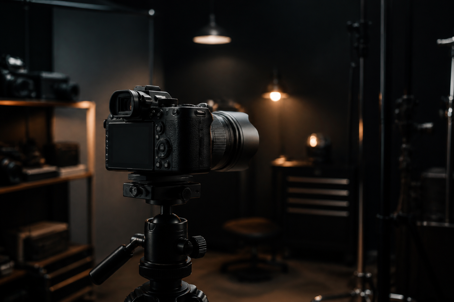 A camera filming behind the scenes